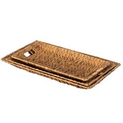 VINTIQUEWISE Natural Decorative Rectangular Hand-Woven Water Hyacinth Serving Tray with Built-in Handles, PK 3 QI004213.3